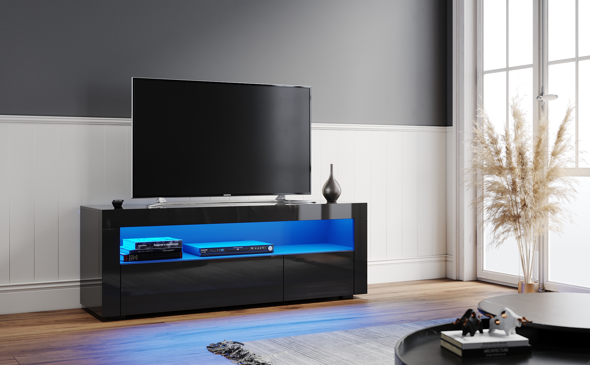 ELEGANT TV Stand TV Unit Modern LED Entertainment Center High Gloss